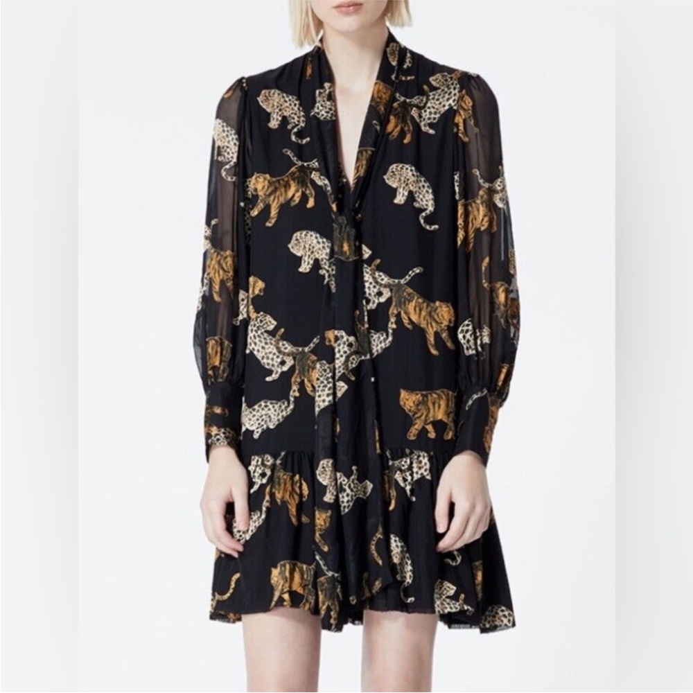 The Kooples Black and Gold Leopard Dress